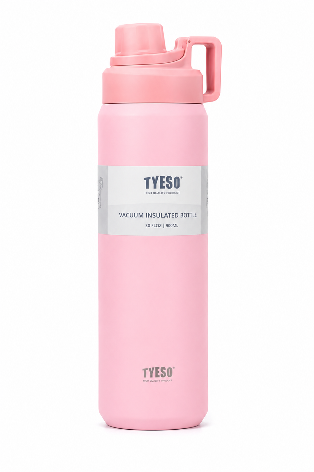 TYESO 900ml Vacuum Insulated Stainless Steel Water Bottle with Handle Lid