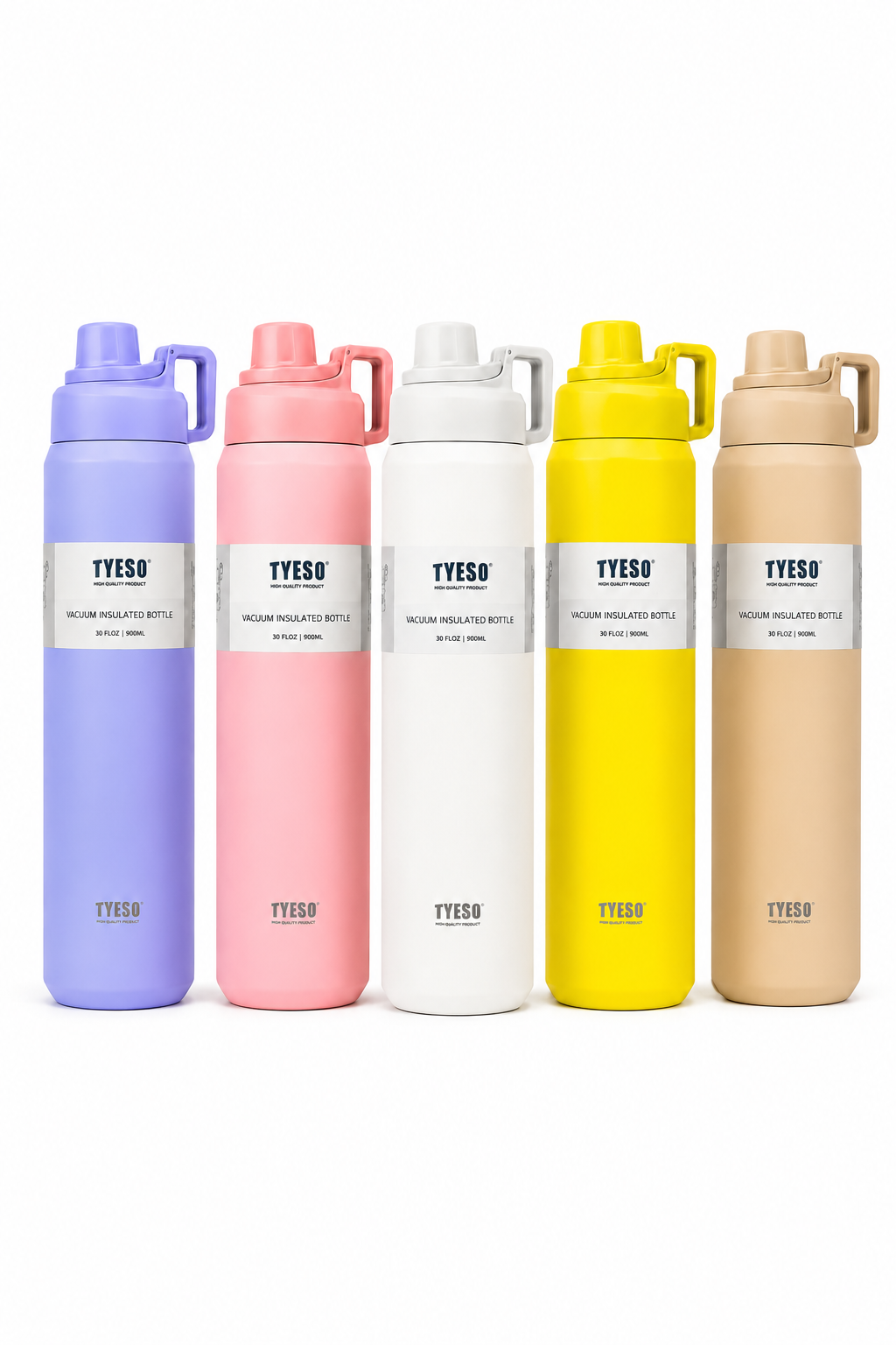 TYESO 900ml Vacuum Insulated Stainless Steel Water Bottle with Handle Lid