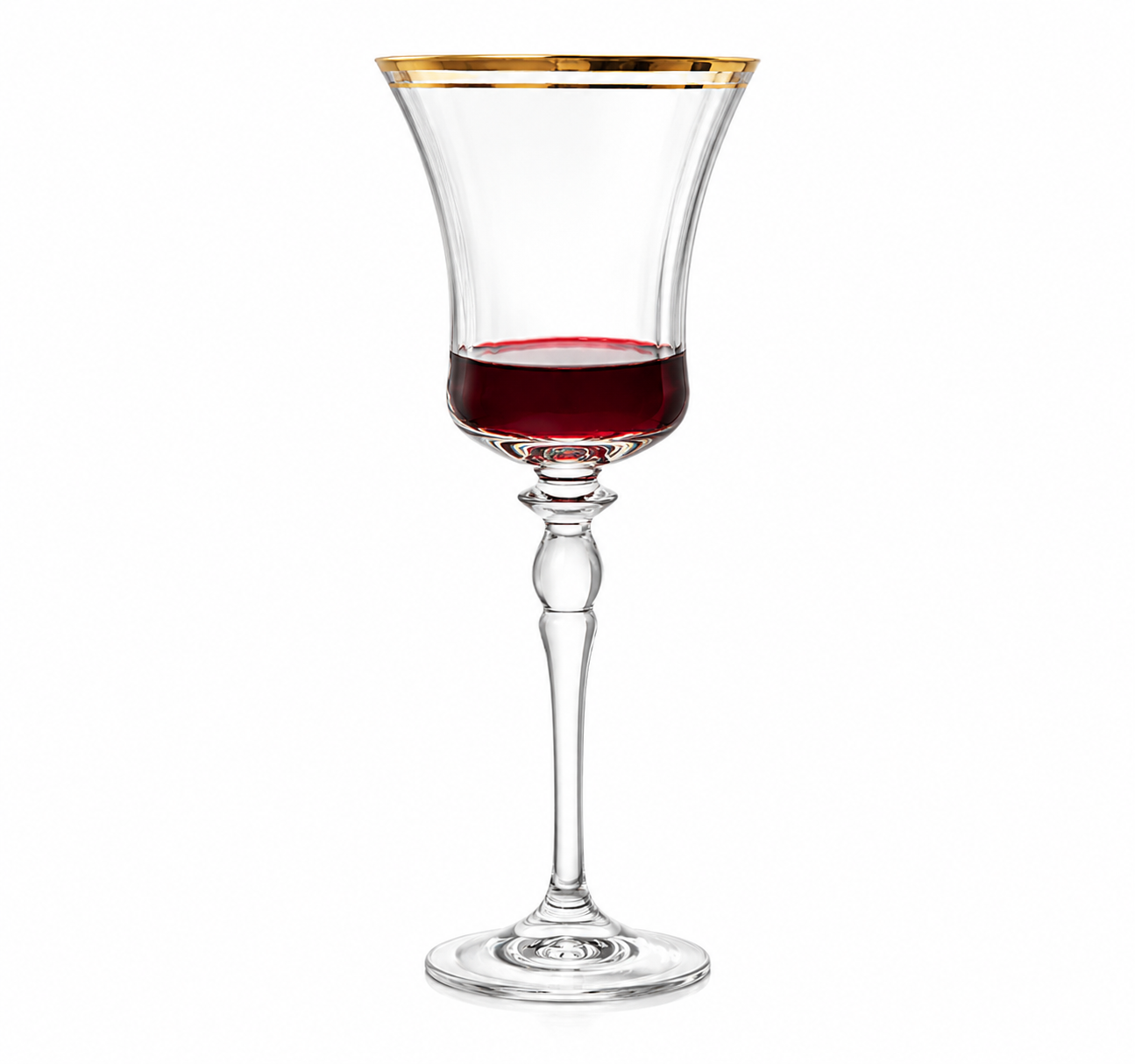 Mikasa Crystal Wine Glass with Gold Rim – 230ml | 6 Pcs Set Premium Stemware
